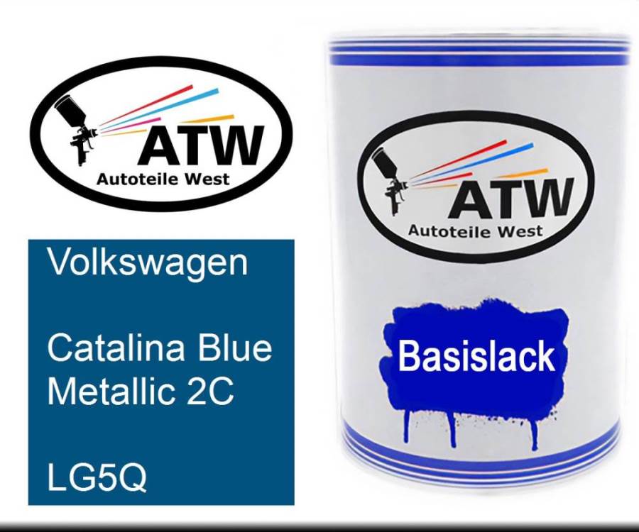 Volkswagen, Catalina Blue Metallic 2C, LG5Q: 500ml Lackdose, von ATW Autoteile West.